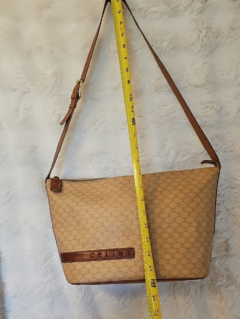 Celine Tan Monogram Shoulder Bag Vintage Bag In Beautiful Condition - Picture 15 of 15